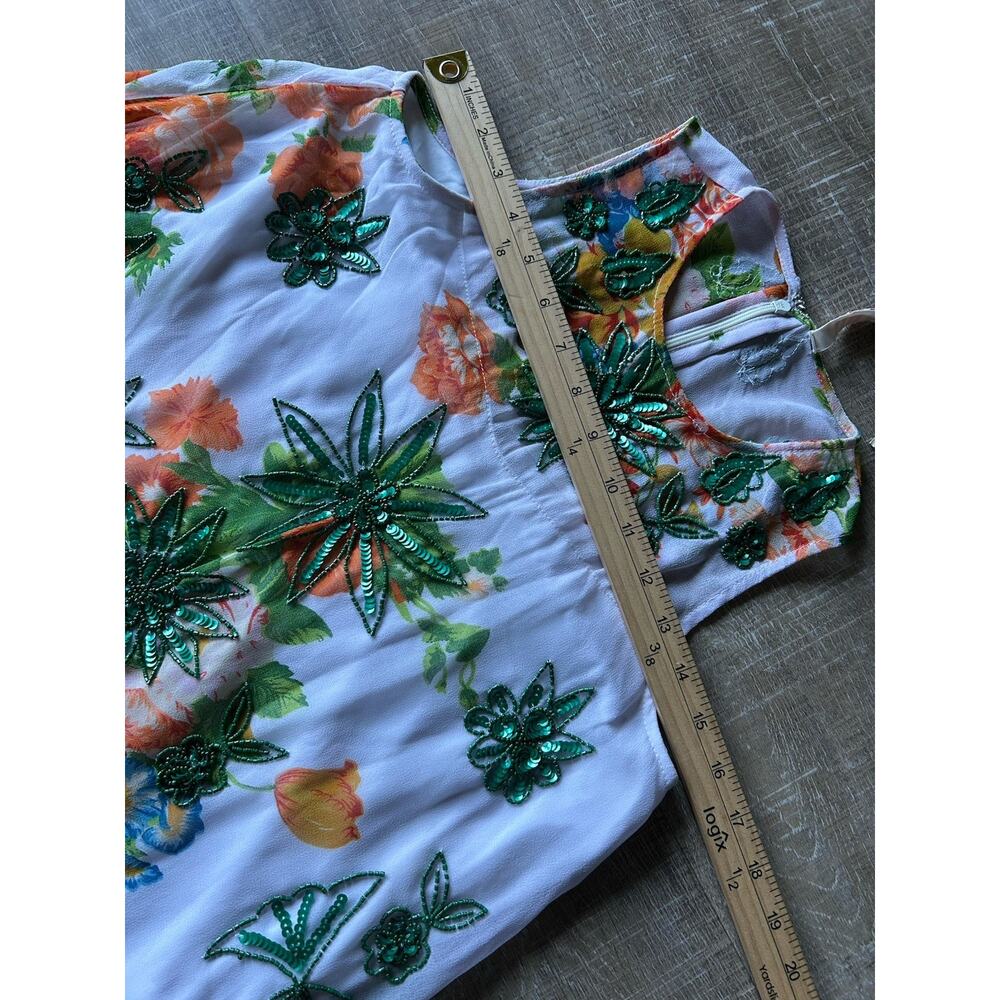 Raga Anthropologie Beaded Sequin Floral Mini Dress S Sleeveless Boho NWT - Picture 12 of 16